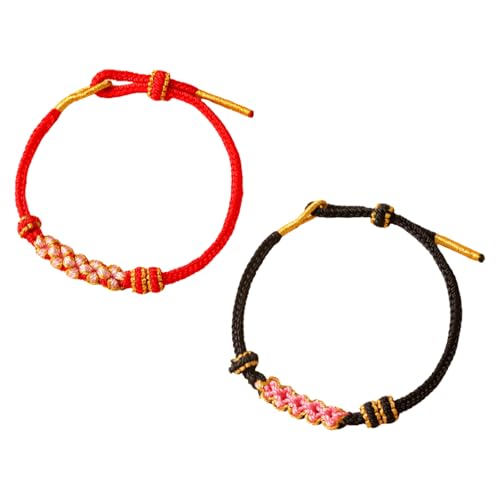 Pulsera de la suerte hecha a mano, paquete de 2 brazaletes tibetanos de cuerda...