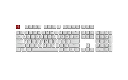 Image of GLORIOUS Aura V1 (White) Pudding Keycaps - Double Shot PBT Translucent for Mechanical Keyboards, 104 Key Set, TKL, Compact Compatible, English (US) Layout (Aura (White))