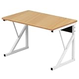 WODFARR Halterung für Mikrowelle, schwere Belastung, Regal für Mikrowelle, verzinktes Rohr + Farbe + MDF, 54 x 35 x 34,5 cm, Ahorn, Weiß