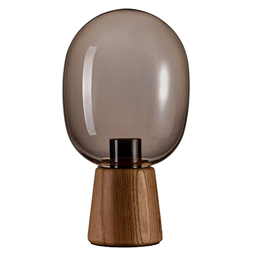 Pauleen Table luminaire 48232 Luminaria de sobremesa Mystical Gleam máx. 20 W, Vidrio Ahumado, lámpara mesita de Noche Estilo Boho Nature, Cristal, Madera E27