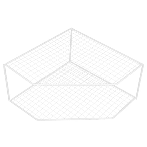LOLIPPYY White Two-Layer Kitchen Pot Rack Iron Mesh, 12cm High Table Top Organizer for Corner Shelf, Multi-Function Draining Pan and Pot Storage Rack for Home Kitchen Accessories