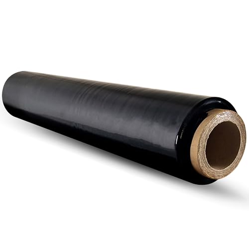 Raylu Paper - Film para Embalaje Industrial y para Paletizar, Rollo de Papel Film Resistente de Plástico con Alta Elasticidad para Mudanzas y Envíos (Negro, 1 unidad)