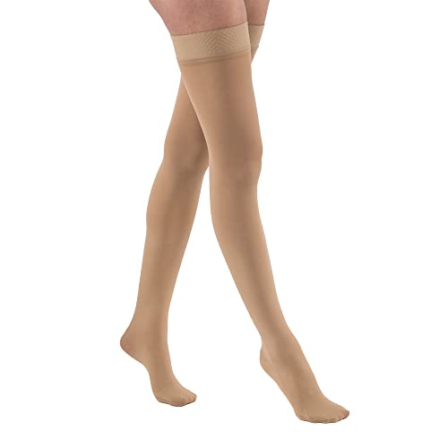 Image of JOBST Relief Thigh High Graduated Compression Stockings 30-40mmHg - Comfortable Unisex Design with Silicone Dot Band - Closed Toe, Beige, Large