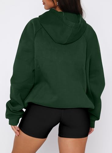 onlypuff Women Half Zipper Pullover Sweatshirt Long Sleeve Hoodies Kangaroo Pocket Fleece Basic Sweater