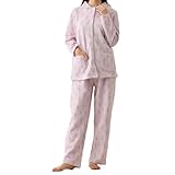 [cotta cotta] パジャマ レディース 綿100% キルトニット 長袖 肌に優しい ルームウェア 秋冬 冬用 前開き 寝巻き 上下セット コッタコッタ L,スプリングフラワーLA