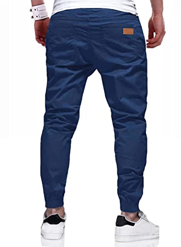Jmierr Mens Casual Joggers Pants - Cotton Drawstring Chino Cargo Pants Hiking Outdoor Twill Track Jogging Sweatpants Pants With Pockets For Men, Us 36(L), B Blue #TOP2