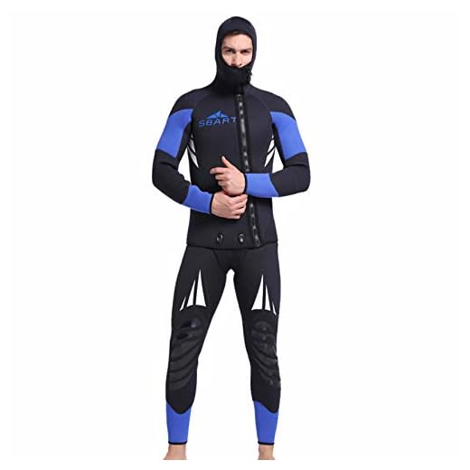 Huanxin Neoprenanzüge für Herren, 5 mm, Spearfishing Neoprenanzüge, 2-teilig, Taucheranzug, Hoodie, Schnorchelanzug, A, XXL
