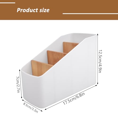 Shuqio Holz Desktop Organizer,Schreibtisch Organizer mit 4 Abnehmbaren Fächer,Desktop Aufbewahrungsbox, Fernbedienung Halter Holz Stiftehalter Halterung Fernbedienungshalter