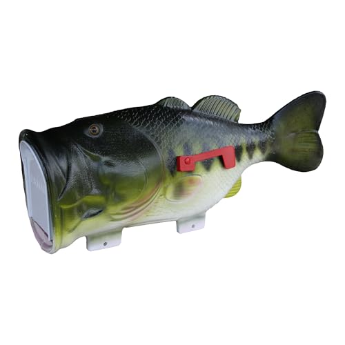 Rivers Edge Products Largemouth Bass Fish Mailbox for Outside of Residential Home Rural Mailbox Constructed of Metal with a Plastic Overmold UV Resistant Includes Tamper Resistant Mounting Hardware