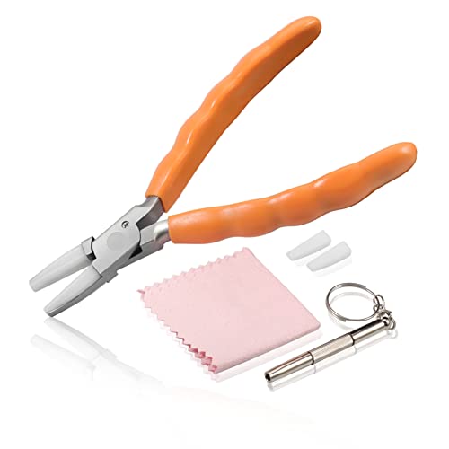 LEONTOOL 15,2 cm Edelstahl Flachzange Brillen Reparaturzange Brillen Neigungswinkel Zange Brillen Einstellwerkzeuge Optische Werkzeuge Nylon Backe Flachzange Einstellen Brillen Arme Rahmen Zange Cover