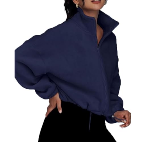 Catalpalev Y2K zipper solid color plus size sweater solid color loose stand-up cardigan casual long sleeve vintage jacket