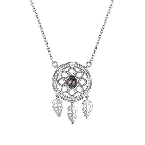 Goddesslili Magic Bohemian Dream Necklaces for Women Teen Girls Mom I Love You Projection Pendant Vintage Retro Wedding Engagement Anniversary Jewelry Gift Under 5 Dollars (Silver)