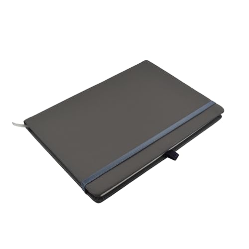 Image of Cubic Premium Hardbound A5 Diary | PU Leather Soft Touch | Grey Color | Elastic Closure | Built-in Bookmark | Pen Holder | Ideal for Work & Study | Elegant & Durable Design