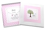  Kette Schmuck Taufe Mädchen Gravur MEINE TAUFE LEBENSBÄUMCHEN 925 Silber mit Geschenkbox Geschenkschachtel Taufschmuck personalisiert