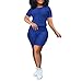 Women's Clothing Set, Short Sleeve Round Neck T-Shirt and Shorts Two-Piece Suit for Yoga Sports Fitness (Royal Blue, Large)