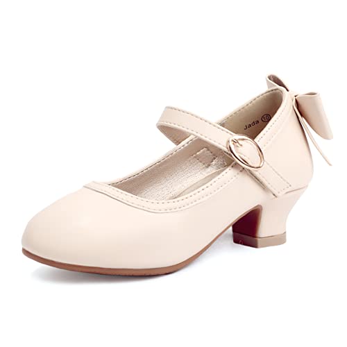 Image of PANDNAINJIA Girls Dress Shoes Toddler Heels Mary Jane Pumps