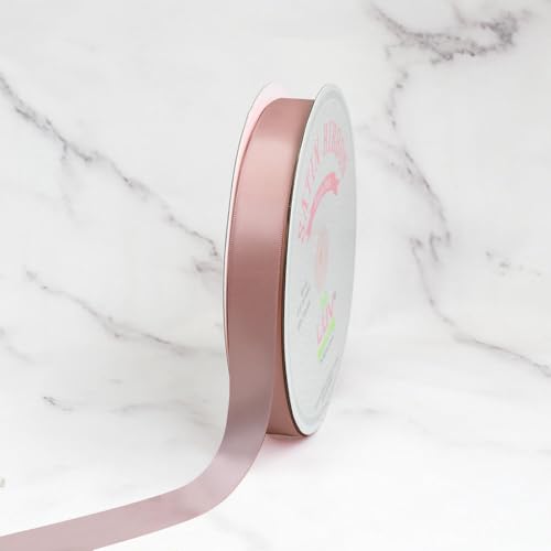 LUV Ribbons Single Face Satin Ribbon, 7/8 Inch Width, 100 Yards, Mauve Pink