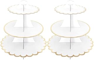 2 Pack Cake Stand Cardboard Cupcake Stand 3 Tier Cupcake Dessert Holder Cardboard Round Tower Cardboard Cake Stands for Birthday, Party, Anniversary, Baby Showers (Rose)