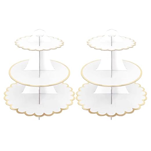 2 Pack Cardboard Cake Stand, 3 Tier Paper Dessert Round Cupcake Holder Tower Disposable Pastry Stand for Birthday, Afternoon Tea,Wedding Party Anniversary Christening Fruit Desserts Display