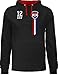 Fussball WM 2022 Fanartikel - 12. Mann Kroatien Fan-Shirt - XS - Schwarz/Rot - Flagge - JH003 - Hoodie zweifarbig und Kapuzenpullover für Herren und Damen