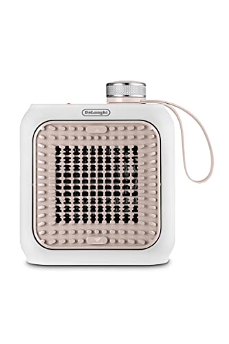 De'Longhi Capsule Desk Keramik-Heizlüfter HFX10B03.PK, leiser Mini-Schnellheizer, ausrichtbarem Gitter, Sicherheitsthermostat, ideal für den Schreibtisch und für unterwegs, 360 Watt, Rosa