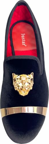 Justar Men's Velvet Penny Loafers Slip-on Dress Shoes with Gold Buckle Wedding Party Prom Shoes3