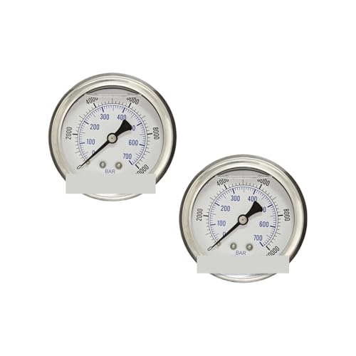 Manomètre à liquide 0 à 10000 PSI haute pression avec raccord arrière 1/4 WOG pour compresseur