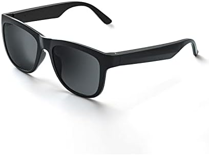 KENTKING Smart-Brille, kabellose Bluetooth-Audio-Sonnenbrille, offenes Ohr-Headset, Musik und Freisprechen, Unisex, polarisierte Farbtöne, kompatibel mit allen Smart-Geräten (mattschwarz/graue Gläser)