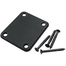 Hitefu Bass Guitar Neck Plate, 4 Holes Electric Guitar Neckplate with Screws, Suit for Telecaster, Stratocaster Replacement Black