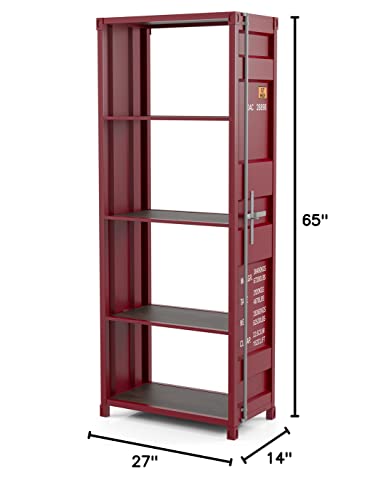 Iohomes Tubbard Modern 4-Shelf Steel Bookcase, Red #TOP5