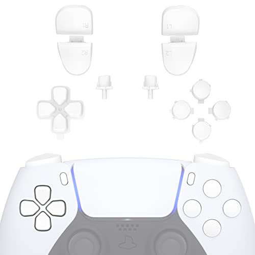 eXtremeRate D-Pad R1 L1 R2 L2 Gatillos Share Options Acción Reemplazo Botones Completo para ps5 Control Teclas de Repuesto Botón Compatible con ps5 Control BDM-030/040/050 Modelo(Blanco)