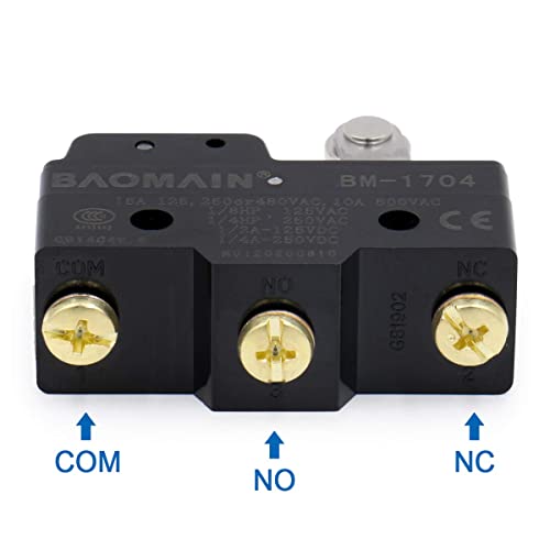 Baomain Micro Switch Bm-1704 Short Hinge Roller Lever Momentary Ac 380V 15A Screw Terminals Pack Of 2 #TOP2