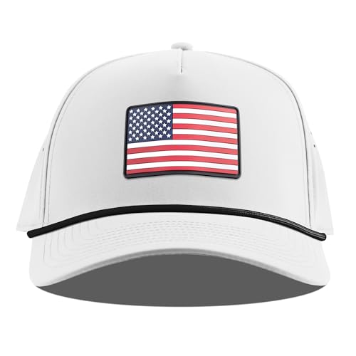 Image of Branded Bills Old Glory PVC Curved 5 Panel Rope USA Hat for Men, Baseball Cap, Adjustable Snapback