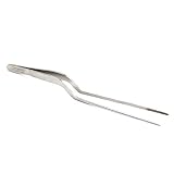O'Creme 8 Inch Stainless Steel Precision Kitchen Culinary Offset Tweezer Tongs