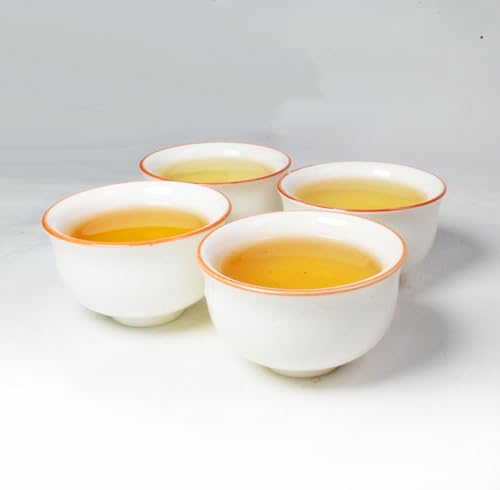 Image of Liang baobao Mini Porcelain Cup Set of 4 Ceramic Small Sample Cup Chinsee Gongfu Tea Ice crack Glaze Cups 2.5oz (White)