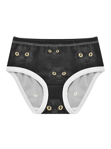 ZZKKO Black Cats with Star Eyes Girls Underwear Toddler Panties for Girls Comfort Brief Size 2-8T
