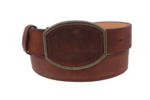 El Presidente Mens #450 Chedron Western Cowboy Belt Solid Leather Removable Buckle
