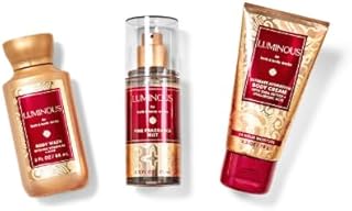 مجموعة علب صغيرة بحجم السفر مكونة من لوشن ترطيب فائق (70 جم) وغسول للجسم (88 مل) وبخاخ جسم ناعم (75 مل) من مجموعة لومينوس من باث اند بودي