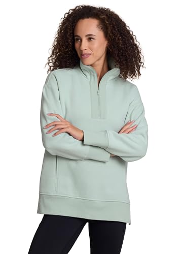 Sweat-shirt léger en polaire zippé 1/4 couleur verre de mer X-Small