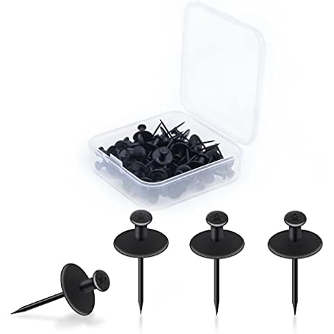 50PCS Double Headed Picture Hangers Nails Small Head Hanging Thumbtacks Picture Photo Hanging Hook Push Pins for Home Office Decorations Black Cover