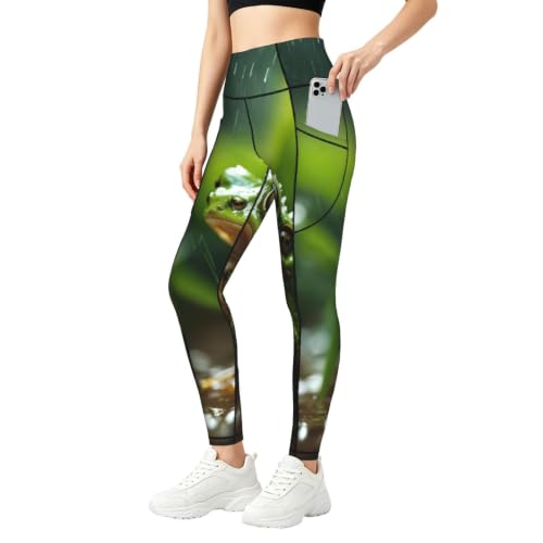 Pantalones de yoga para mujer con estampado de rana leggings de descanso holgados