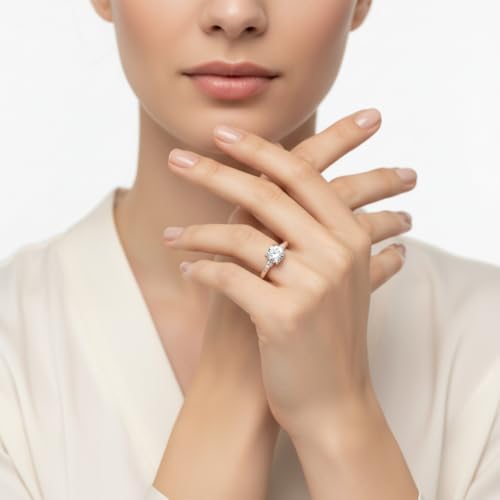Image of Choose Your Gemstone Petite Dome Engagement Ring Rose Gold Plated Round Shape Petite Engagement Rings Everyday Jewelry Wedding Jewelry Handmade Gifts for Wife US Size 4 to 12