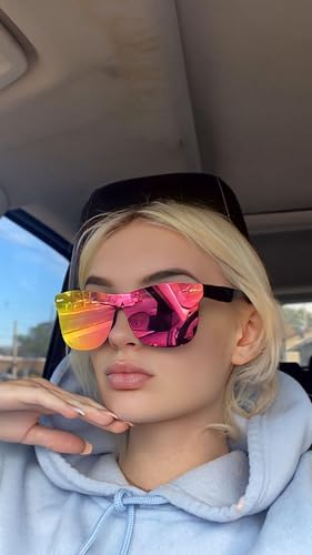 FEISEDY Womens Men Sunglasses Trendy Mirrored Reflective Sun Glasses B4114 - 2
