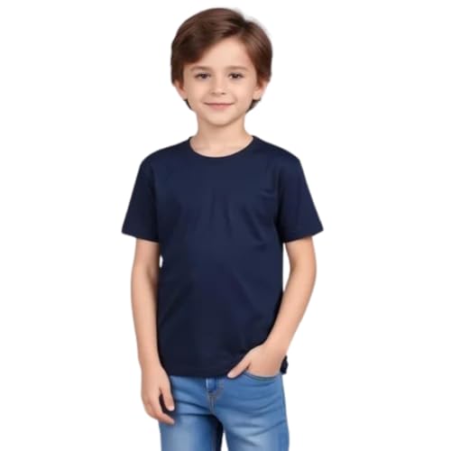Image of Kids Round Neck Boys Tshirt | Short Sleeves | Natural Organic 100% Cotton Soft Comfortable Fabric | School Plain Color Original Branded Half Sleeve | T-Shirt for Boy Kid | Sleepwear Everyday Casual