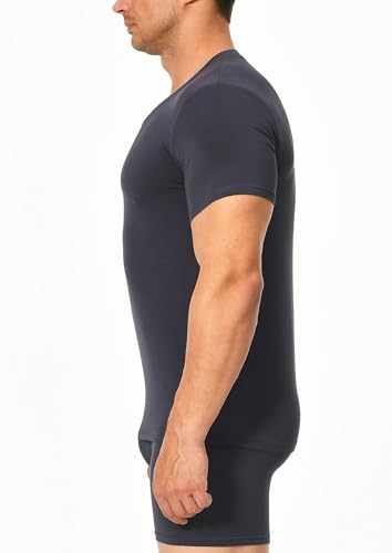 Comfneat Men's Undershirts Viscose V-Neck Cool Feeling T-Shirt 3-Pack (Dark Grey 3-Pack, L)