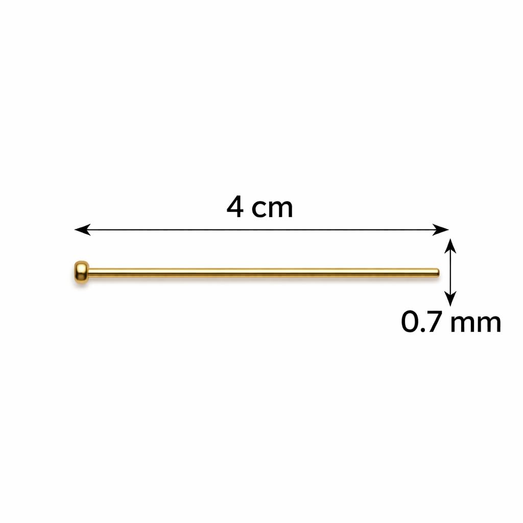 Perlin 350 Perni Per Borchie Dorate, 40 Mm X 0,7 Mm Con Occhiello, Accessori Per Creazione Gioielli Fai Da Te