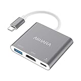 USB C to HDMI Multiport Adapter,Type C Hub to 4K HDMI with USB 3.0 Port and USB C Charging Port, USB-C to HDMI Adapter for MacBook Air/MacBook Pro/ipad pro/Galaxy S10/S9/Surface Book 2/Go/Pro 7 (Gray)