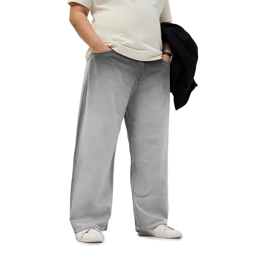Image of Urbano Plus Men's Loose Baggy Fit Heavy Washed Faded Denim Jeans Non-Stretchable