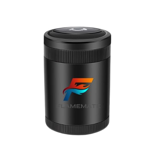 Sensor Ashtray with Lid, Cylindrical Design, Grey Metal Finish (BLACK)-image-34