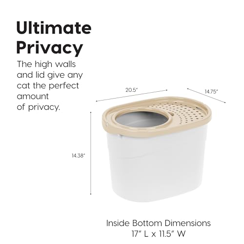 image for IRIS USA Cat Litter Box, Large Top Entry with Litter Catching Lid and 